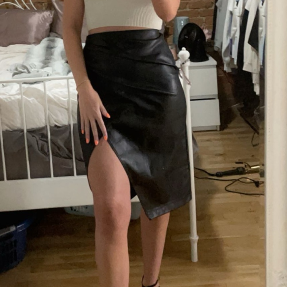 Abercrombie Leather Midi Crossover skirt